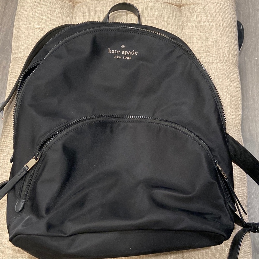 Kate Spade Large Beautiful Black Backpack Adjustable Straps multiple pockets